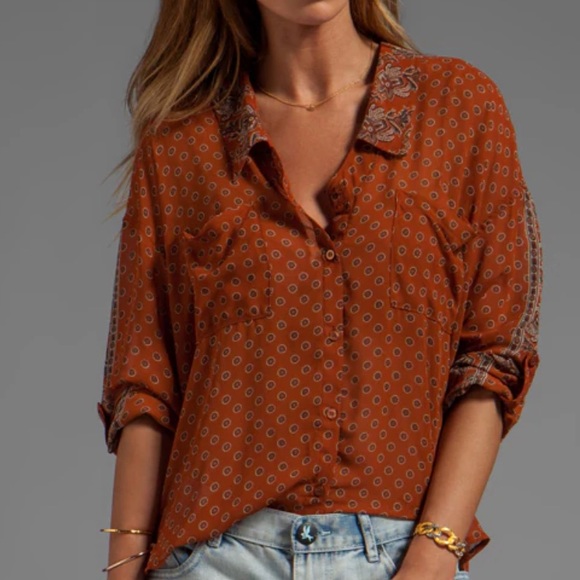 Free People Tops - Free People Easy Rider Sheer Lightweight Button Down Boho Rustic Top